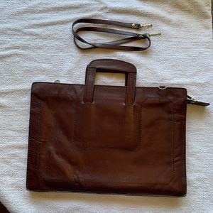 Vintage Genuine Leather Reddish Brown Messenger Bag Briefcase w/Shoulder Strap